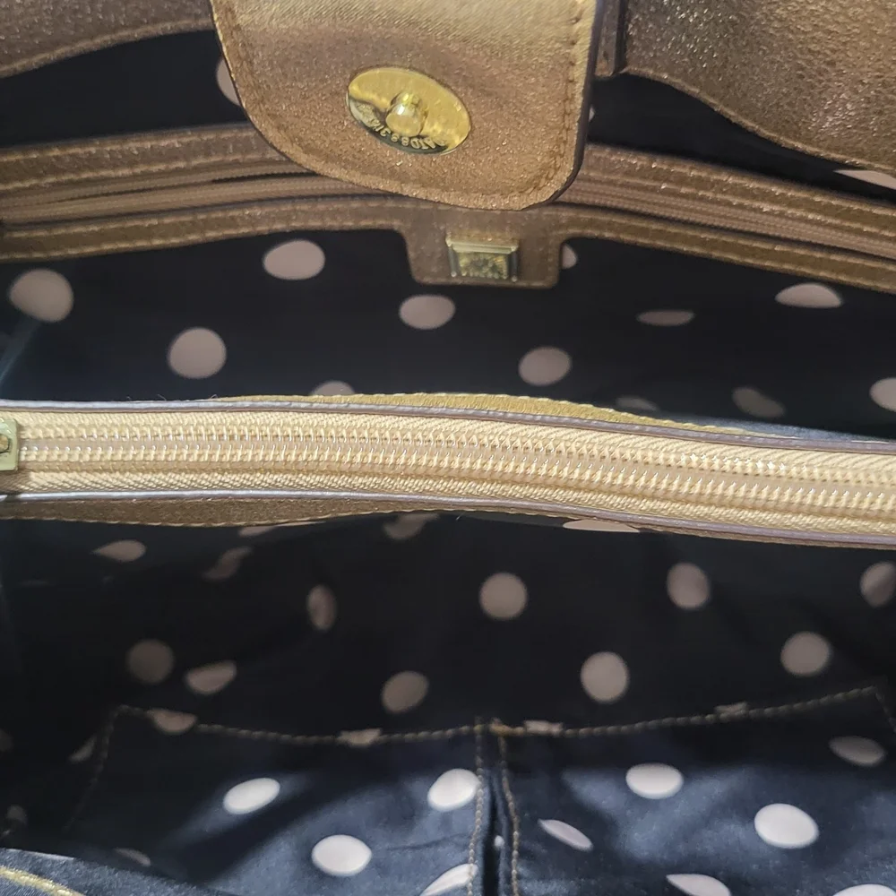 Anne Klein Blue and Gold Structured Shoulder Bag - Picture 7 of 9